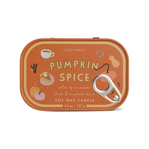 Pumpkin Spice Printed Bistro 4.5 oz Tin Candle