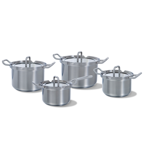 Q-linair Master Glas pannenset 4-delig zilver vooraanzicht