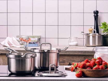 Q-linair Master Glas pannenset 4-delig zilver met aardbeien