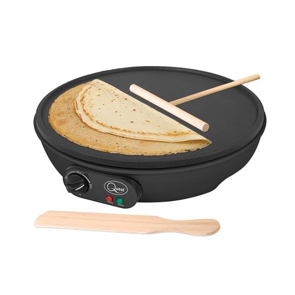 Quest Non Stick Crepe / Pancake / Flatbread Maker 1000W With Wooden Spatula | 35540