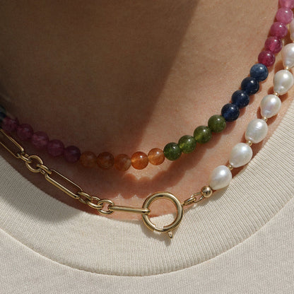 Rainbow Jade Gemstone Necklace
