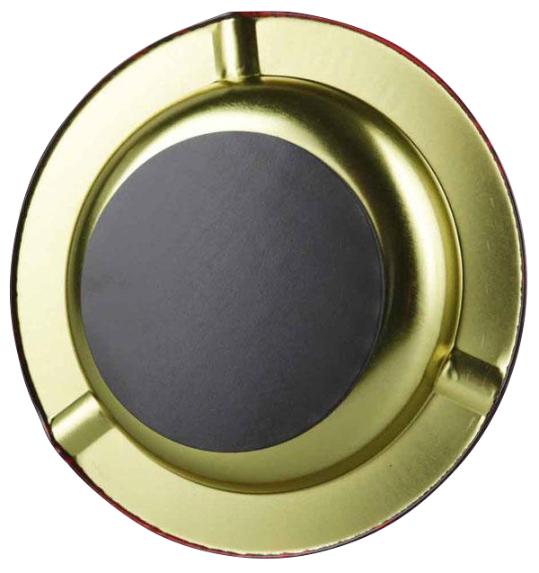 Overhead view of the RAW Round Metal Magnetic Ashtray, showing a circular, silver metallic dish with a textured surface.