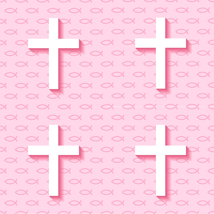 Religious Fabric, Pink Cross Fabric, Cotton or Fleece, 3718 - Beautiful Quilt