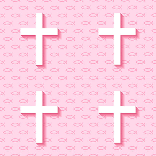 Religious Fabric, Pink Cross Fabric, Cotton or Fleece, 3718 - Beautiful Quilt