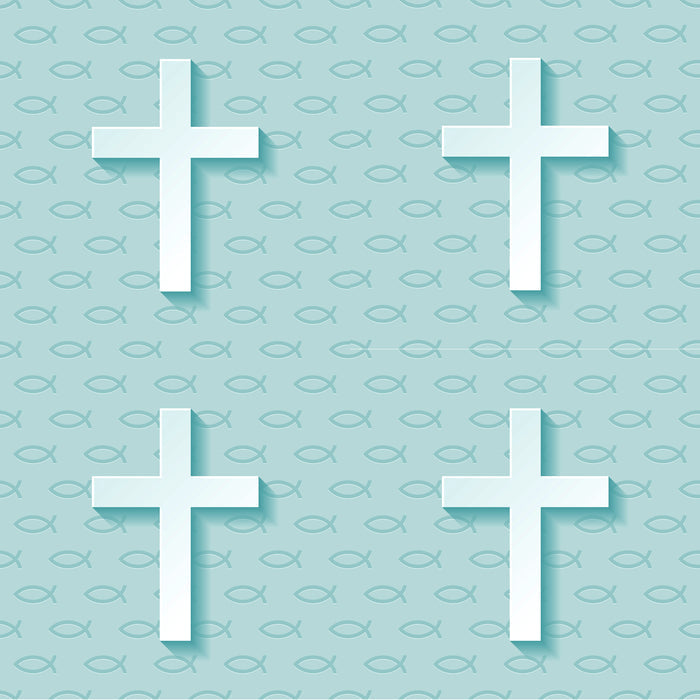 Religious Fabric, Teal Cross Fabric, Cotton or Fleece, 3719 - Beautiful Quilt