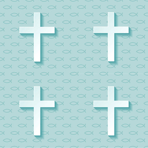 Religious Fabric, Teal Cross Fabric, Cotton or Fleece, 3719 - Beautiful Quilt