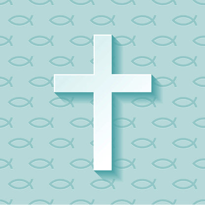 Religious Fabric, Teal Cross Fabric, Cotton or Fleece, 3719 - Beautiful Quilt