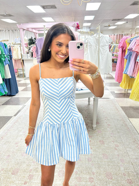 Sail Away With Me Blue and White Striped Dress
