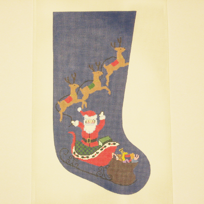 Needlepoint Santa and Reindeer canvas