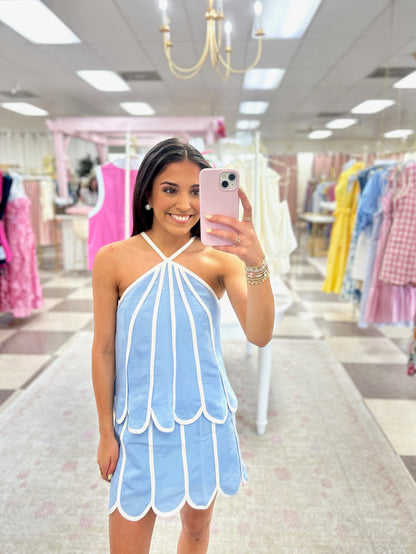 Sea Scallop 2 Piece Set (Top/Skirt Blue)