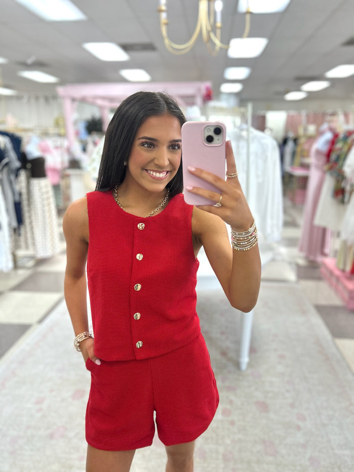 Serene Top/Short Set (Red)