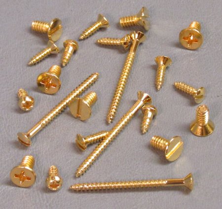 Set of 10 #3-48 X 1-1/4" Slotted Round Head Machine Screws, Gold Plated