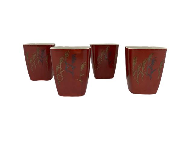 Set of 6 Square Vintage Rust Tea/Saki Cups.