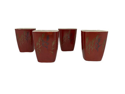 Set of 6 Square Vintage Rust Tea/Saki Cups.