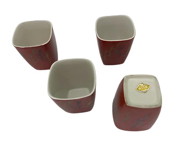 Set of 6 Square Vintage Rust Tea/Saki Cups.