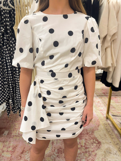 Shela White & Black Polka Dot Dress