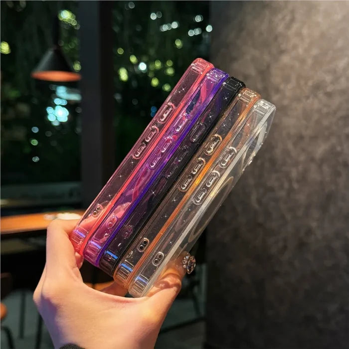 Colorful, transparent phone cases.