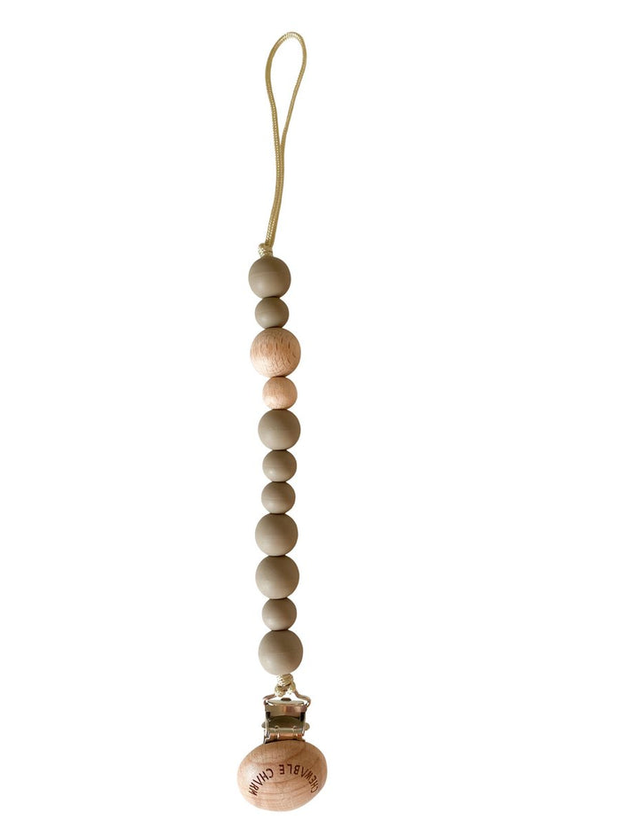 Silicone + Wood Pacifier Clip - Shadow Grey