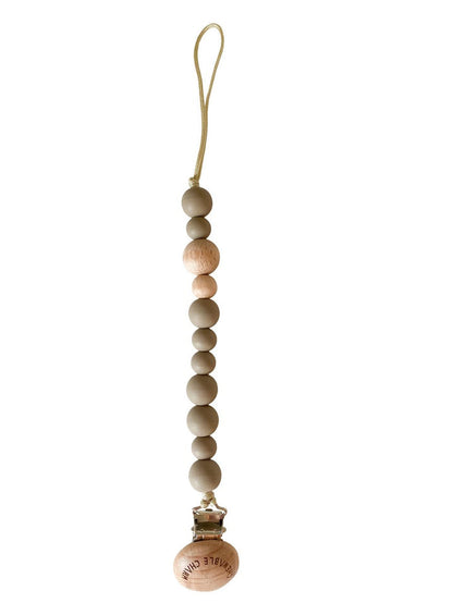 Silicone + Wood Pacifier Clip - Shadow Grey