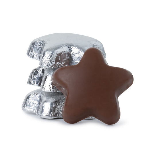 Silver Chocolate Stars - Foil Wrapped 10lb Bag