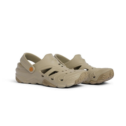 Tan Sitka Ranger Clogs featuring a lightweight foam design, drainage windows, adjustable hinge strap, and rubber outsole pods.