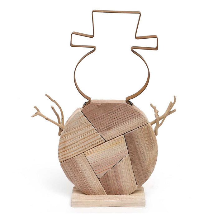 Snowman Metal and Natural Wood