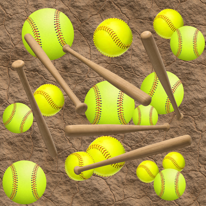 Sports Fabric, Softball Fabric, Balls and Batts on dirt, cotton or fleece, 3711 - Beautiful Quilt