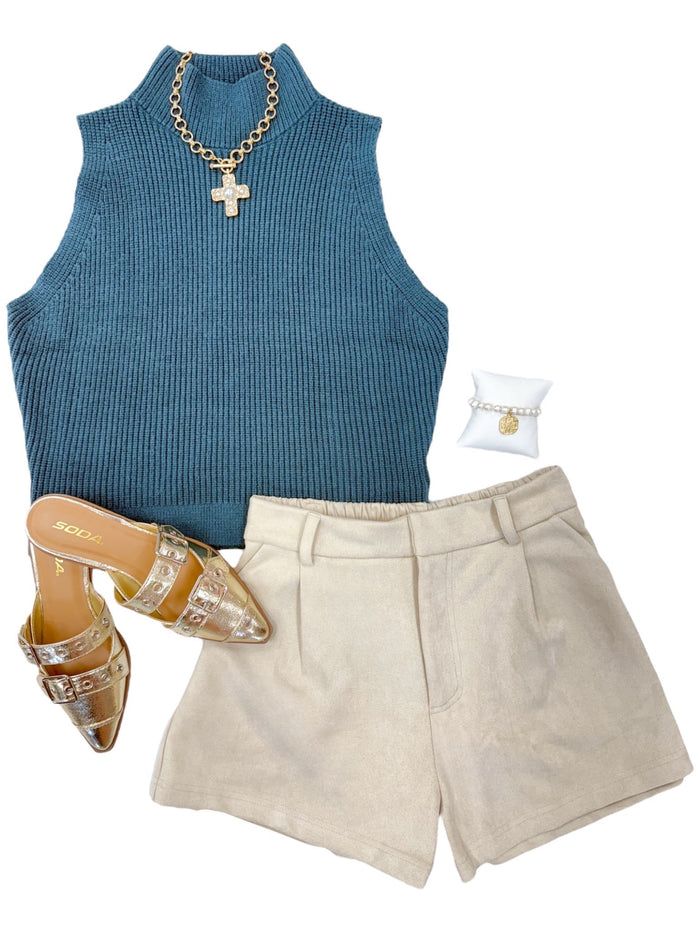 Suede Cream Shorts