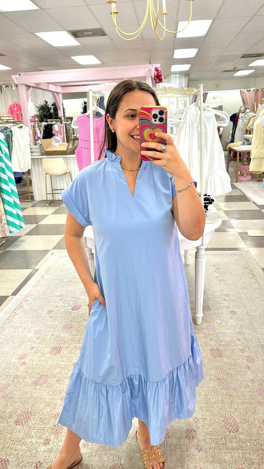 Summer Sky Ruffle Hem Midi Dress