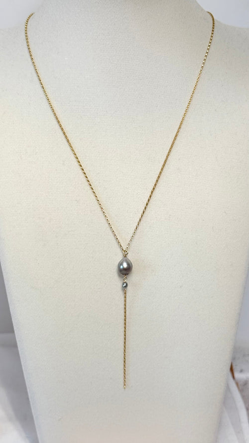 SWAY Tahitian pearl x keshi lariat