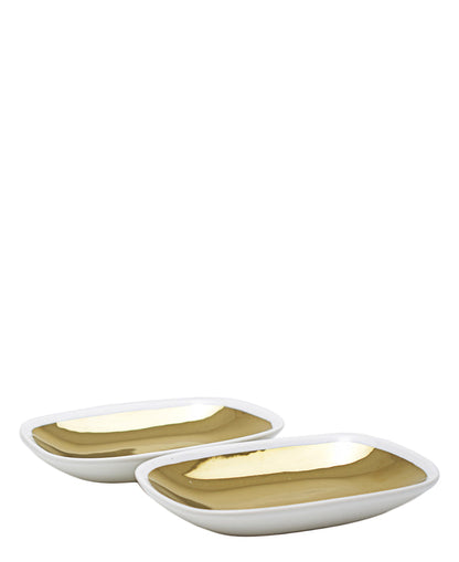 Symphony Adorn Tray Set Of 2 - White & Gold
