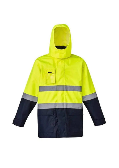 Syzmik Workwear Mens Hi Vis Basic 4 in 1 Waterproof Jacket ZJ220  flash uniforms XXS Yellow/Navy