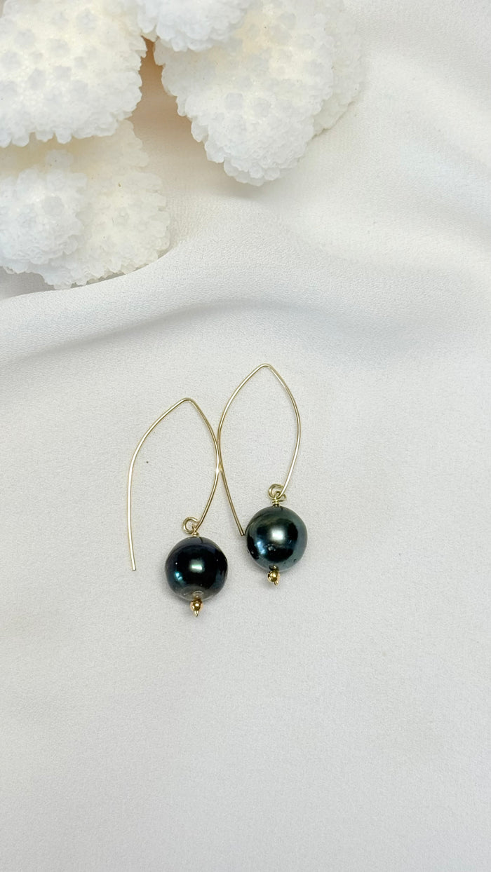 Tahitian fish hook earrings