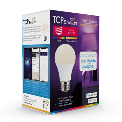 TCP Smart WiFi 9W BC/B22 LED Colour changing White Dimmable Bulb