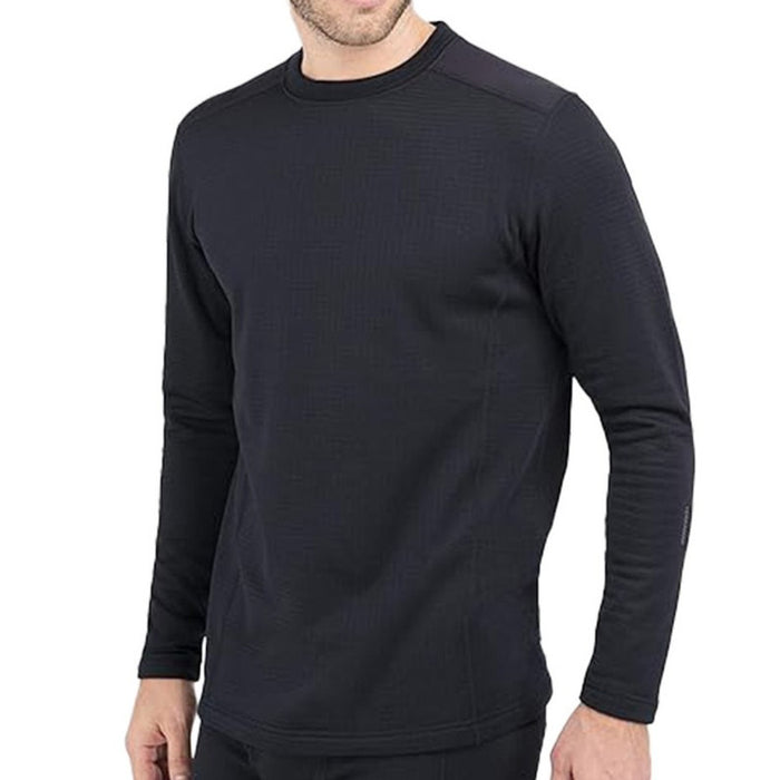 Black Terramar Ecolator 3.0 midweight crew base layer with a textured grid pattern and long sleeves.