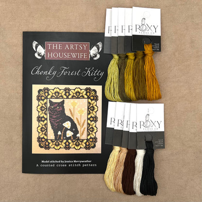 The Artsy Housewife - Chonky Forest Kitty - Booklet Chart IH and/or Roxy Floss Conversion