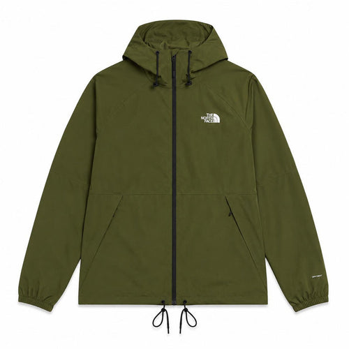 Olive green The North Face Antora waterproof rain jacket with an adjustable hood, full-zip front, and DryVent technology.