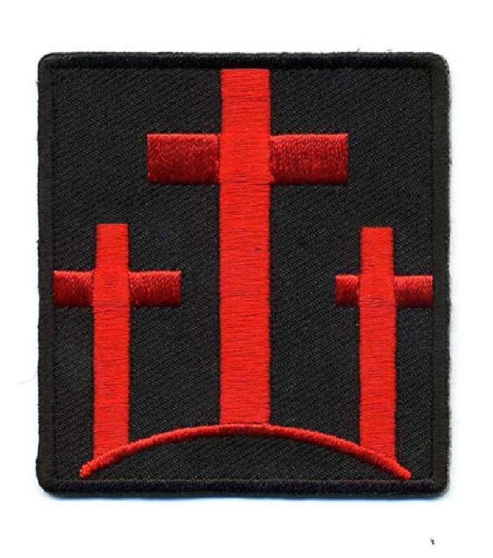 Three Crosses Patch (Iron On) (Red)