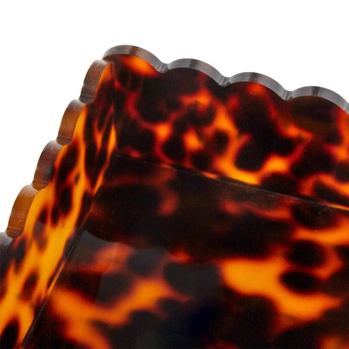 Tortoise Print Scalloped Edge Acrylic Cocktail Napkin Holder