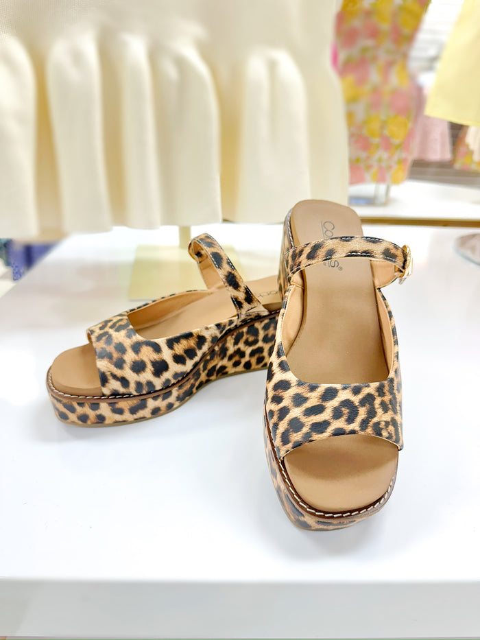Treat Yourself Wedge Sandal Shoe (Leopard)
