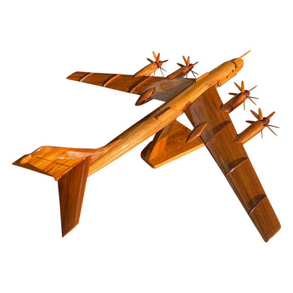 TU-95 ( TU95 ) Tupolev  Mahogany Wood Desktop Airplane Model