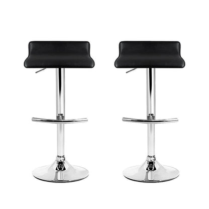 Two Bar Stools Adjustable Gas Lift Chairs Black -Home Living Store - -