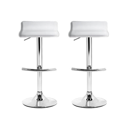 Two Bar Stools Adjustable Gas Lift Chairs White -Home Living Store - -