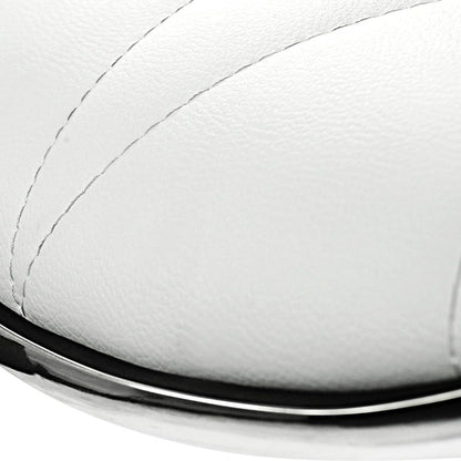Two Bar Stools Gas Lift Leather Seat White -Home Living Store - -