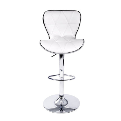 Two Bar Stools Gas Lift Leather Seat White -Home Living Store - -