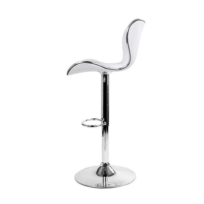 Two Bar Stools Gas Lift Leather Seat White -Home Living Store - -