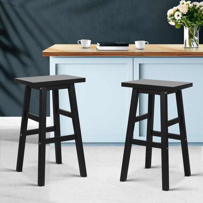 Two Bar Stools Kitchen Counter Stools Wooden Chairs Black-Home Living Store-Furniture > Chairs > Table & Bar Stools