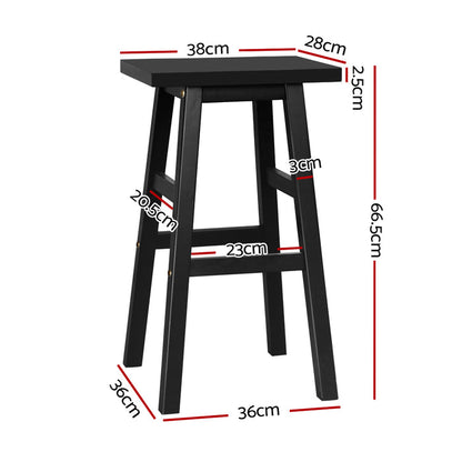 Two Bar Stools Kitchen Counter Stools Wooden Chairs Black-Home Living Store-