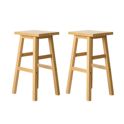 Two Bar Stools Kitchen Counter Stools Wooden Chairs Natural-Home Living Store-