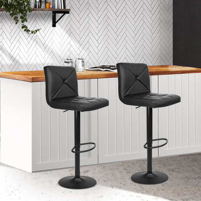 Two Bar Stools Kitchen Dining Chairs Gas Lift Stool Leather Black-Home Living Store-Furniture > Chairs > Table & Bar Stools
